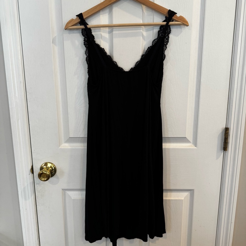 Felina Black Modal Lace Slip Dress Size Large Soft Stretch Lingerie Midi Chemise - Picture 9 of 9
